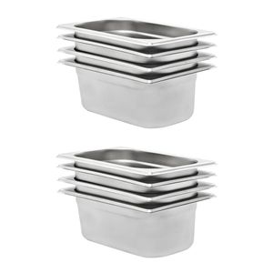 VidaXL Gastronormbakken 8 st gn 1/4 100 mm roestvrij staal