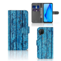 Huawei P40 Lite Book Style Case Wood Blue