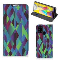 Samsung Galaxy M31 Stand Case Abstract Green Blue - thumbnail