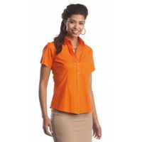 Oranje gekleurde dames overhemd met korte mouwen   -