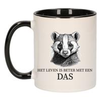 Cadeau mok voor de familie Das - het leven is beter met - zwart - keramiek - 300 ml