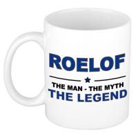 Roelof cadeau mok - man myth legend - naam koffiemok / beker - wit en blauw - 300 ml