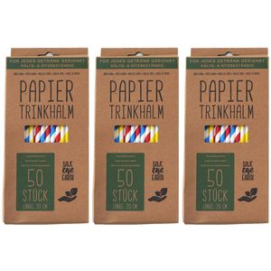 Drinkrietjes - 150x - papier - kleurenmix - 20 cm - rietjes