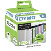 DYMO S0722480 Rol met etiketten 59 x 190 mm Papier Wit 110 stuk(s) Permanent hechtend Ordneretiketten