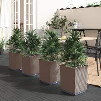 Plantenbakken 4 st 30x30x37 cm polypropeen bruin Plantenbakken 4 st 30x30x37 cm polypropeen bruin