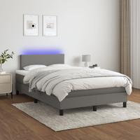 Boxspring met matras en LED stof donkergrijs 120x200 cm