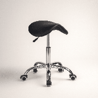 Loxa - Zadelkruk ErgoBalance - Ergonomisch ontwerp - In hoogte verstelbaar 48-63 cm - Eco-leer - Met wieltjes - Zwarte zitting - Comfort & mobiliteit
