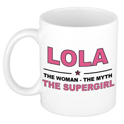 Lola cadeau mok - Woman Myth Supergirl - naam koffiemok - 300 ml - collega - moederdag