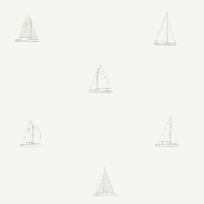 Dutch Wallcoverings Joy - Zeilboten - Wit/Grijs