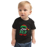 Little elf Kerst t-shirt zwart voor peuters - thumbnail