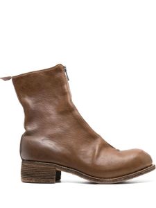 Guidi bottines zippées à bout rond - Marron