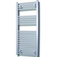 Elektrische Design Radiator Sanicare Plug & Play 111,8x45 cm Zilver Grijs 596 Watt Met Zwarte Thermostaat Links Sanicare