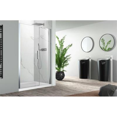 Nemo Pina Xl draaideur 120x200cm met vast paneel 6mm Helder veiligheidsglas met antikalk links en rechts Chroom 444.004.011.VM