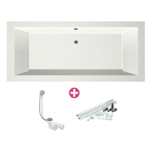 Ligbad Xenz Society | Inbouw | 190x80 cm | Incl.Badafvoer | Met overloop | Acryl | Mat wit