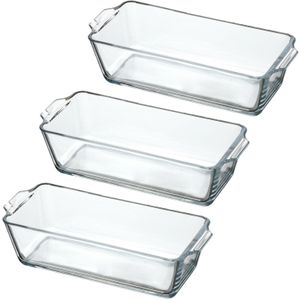 Chef Traiteur Ovenschaal van borosilicaat glas - 3x - rechthoek - 0.8 Liter - 23 x 10 x 6 cm