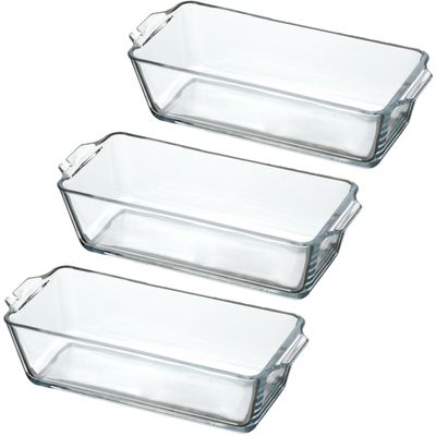 Chef Traiteur Ovenschaal van borosilicaat glas - 3x - rechthoek - 0.8 Liter - 23 x 10 x 6 cm