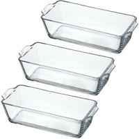 Chef Traiteur Ovenschaal van borosilicaat glas - 3x - rechthoek - 0.8 Liter - 23 x 10 x 6 cm