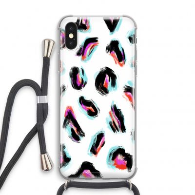 Cheetah color: iPhone XS Transparant Hoesje met koord
