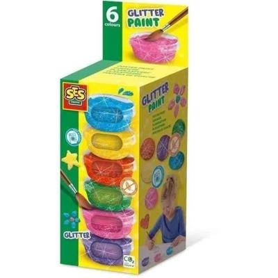 Glittergouache (6x45ml) - SES CREATIVE - Goede kwaliteit, heldere en dekkende kleuren - Praktische en compacte verpakking