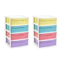 2x stuks ladekast/organizer met 4 lades multi kleuren 40 x 39 x 65 cm - thumbnail