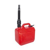 Jerrycan/benzinetank - 5 liter - knalrood - kunststof - met flexibele schenktuit