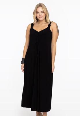 Yoek Mouwloze jurk | Zwart | Maat 54/56