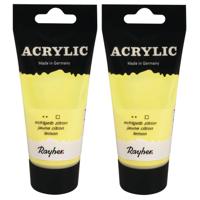 Acrylverf/hobbyverf op waterbasis - 2x - geel - 75 ml - Schilderen/knutselen