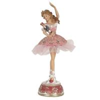 Clayre & Eef Decoratie Beeld Ballerina 29 cm Roze Polyresin