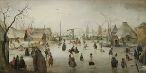 Schaatsenrijden in een dorp van Hendrick Avercamp