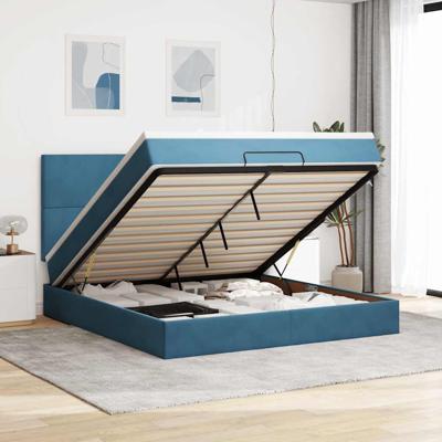 Ottoman bed met matrassen 180x200cm fluweel donkerblauw