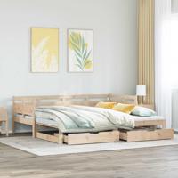 Slaapbank met onderschuifbed en lades zonder matras 90x200 cm