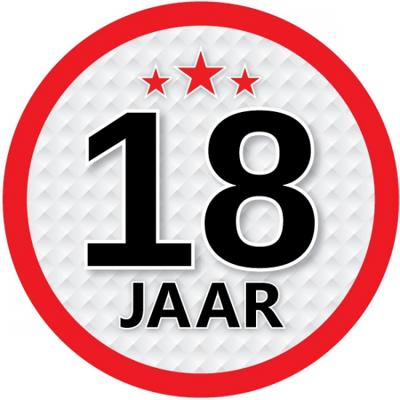 18 jaar leeftijd sticker - 6x - rond - Dia 15 cm - 18 jaar verjaardag - jubileum - leeftijd versieri