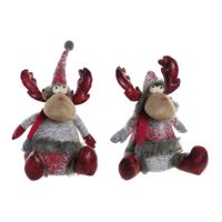 Kerstversiering DKD Home Decor Rood Grijs Rendier 27 x 19 x 32 cm (2 Stuks)
