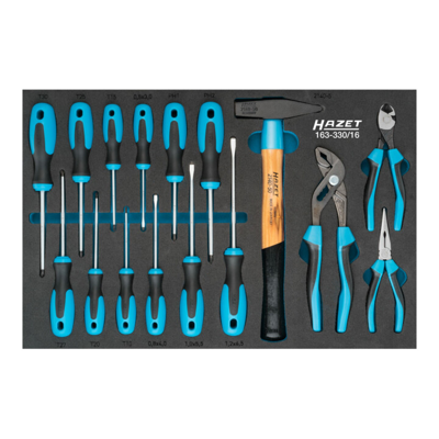 HAZET Gereedschapset 163-330/16 - Kruiskop profiel PH, Sleufprofiel, Binnen-TORX®-profiel - 16-delig - 0,5 x 3 - 1,2 x 6,5 - PH1 - PH2 - T10 - T30