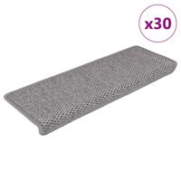 Trapmatten zelfklevend Sisal-Look 30 st 65x21x4cm zilverkleurig