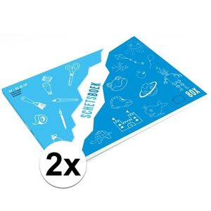 2x Tekenboek A4 papier met tekenpapier