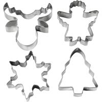 Creativ Company Uitsteekvormen, kerstboom, engel, rendier, sneeuwvlok, h: 8 cm, 4 stuk/ 1 doos