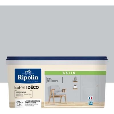 RIPOLIN Alle stukken muurverf, Ripolin - Grijze satijn telescoop, 2,5L