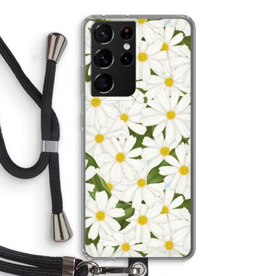 Summer Daisies: Samsung Galaxy S21 Ultra Transparant Hoesje met koord