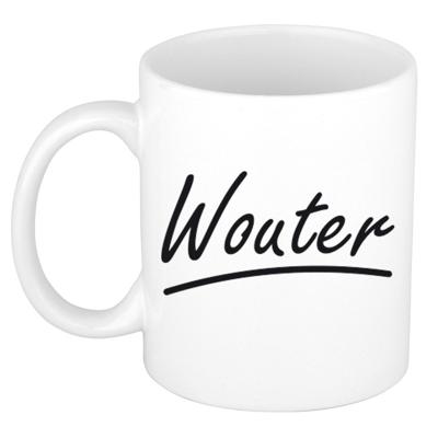 Wouter Naam koffiemok - beker - met sierlijke letters - wit - 300 ml - Cadeau - Heren Wouter Naam koffiemok - beker - met sierlijke letters - wit - 300 ml - Cadeau - Heren