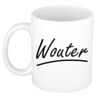 Wouter Naam koffiemok - beker - met sierlijke letters - wit - 300 ml - Cadeau - Heren