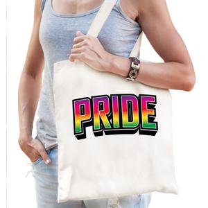 Bellatio Decorations Gay Pride tas voor dames - wit - katoen - 42 x 38 cm - regenboog - LHBTI   -