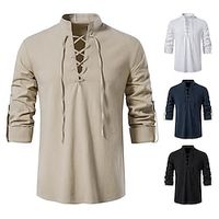 Middeleeuws Renaissance 17e eeuw Blouse / overhemd Cosplay kostuum Gemiddelde Lengte Ridder Viking Keltische ridder Elf Walhalla Voor heren Trekkoord Effen Halloween Casual / Dagelijks Renaissance Lightinthebox - thumbnail