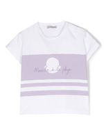 Moncler Enfant t-shirt rayé à logo brodé - Blanc