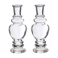 Kaarsen kandelaar Venice - 2x - glas - helder transparant - D5,7 x H15 cm