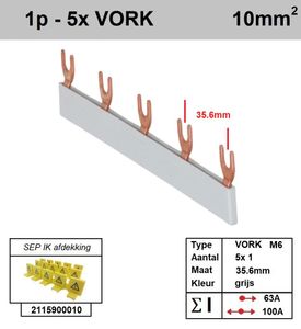 SEP Verdeelkam 1f Vork 5p 36mm grijs F01105G06