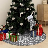 Kerstboomrok luxe met sok 90 cm stof grijs - thumbnail