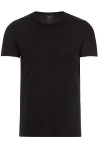 TRIGEMA Slim Fit T-Shirt ronde hals zwart, Effen