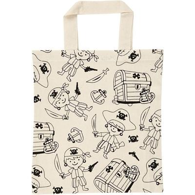Inkleurbaar tasje piraten 30 cm - Pakket van 8x stuks - Hobby knutsel spullen voor een kinderfeestje