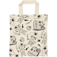 Inkleurbaar tasje piraten 30 cm - Pakket van 8x stuks - Hobby knutsel spullen voor een kinderfeestje